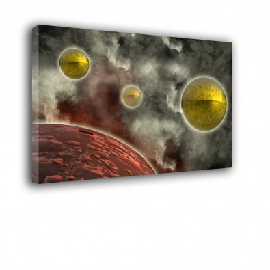 Metaliczne planety w kosmosie - obraz na płótnie nr 2329