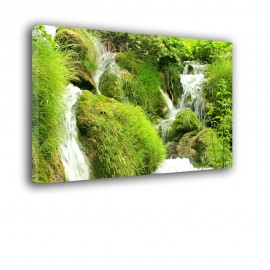 Zielony wodospad - obraz nowoczesny krajobraz nr 2513